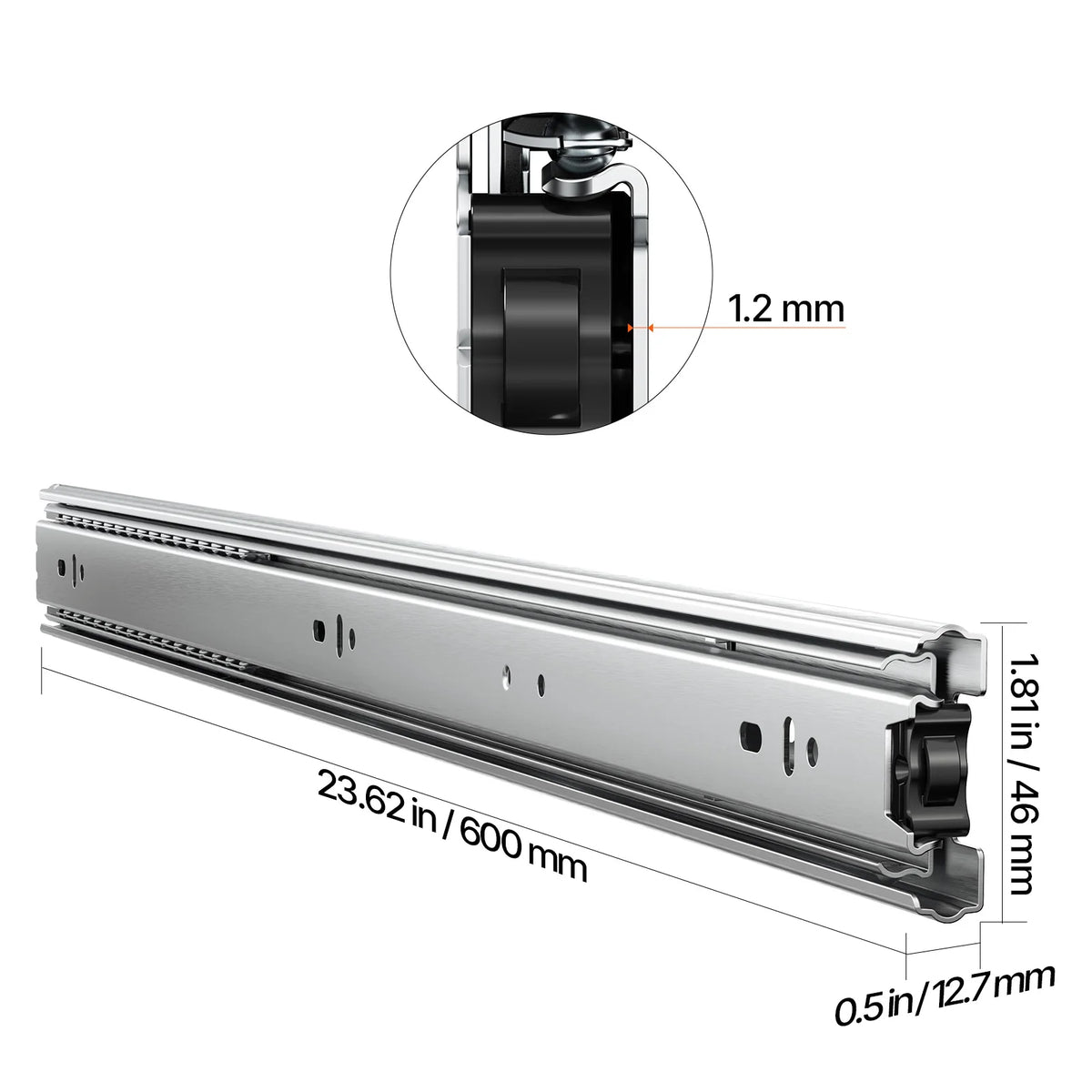 Heavy Duty Drawer Slides 10 Pairs Full Extension Ball Bearing Cabinet Rails 100LB Load