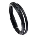 Multi Layer Braided Rope Bracelets for Men - Handmade Leather Wristband with Magnetic Buckle, Trendy Punk Jewelry Gift