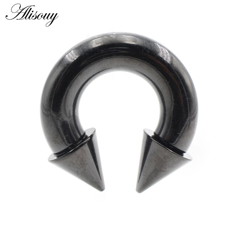 Nose & Septum Piercing Ring Set - Large Gauge Stainless Steel Spike Hoop