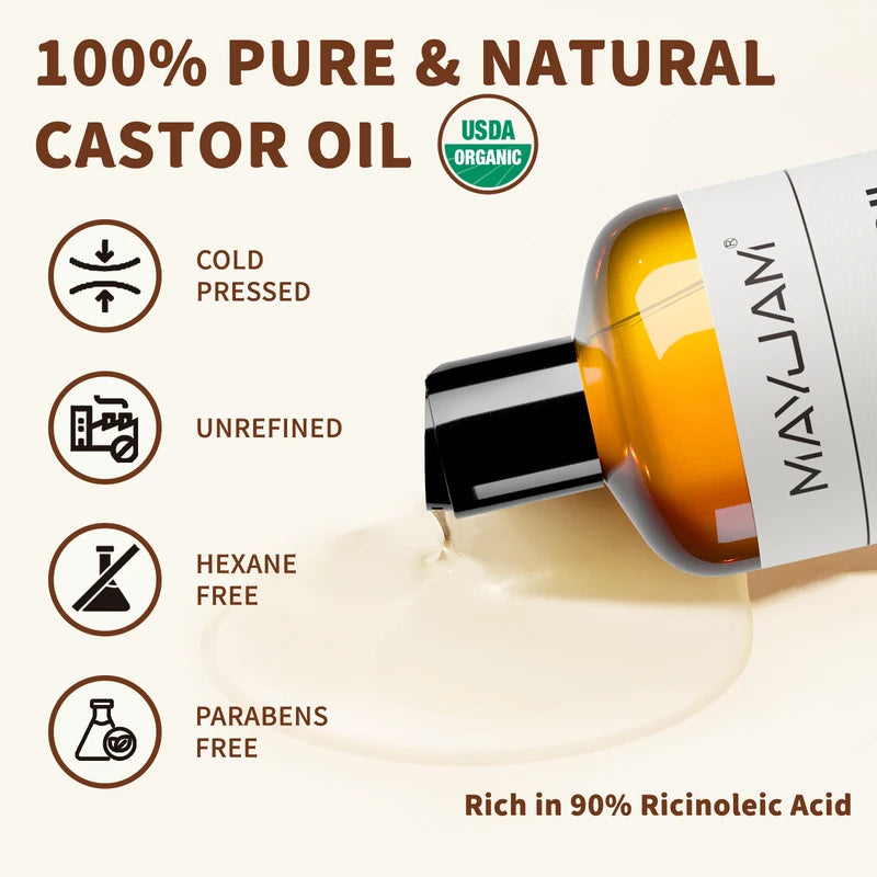 Organic Castor Oil for Hair Skin Face Body - Natural Moisturizer & Nourisher