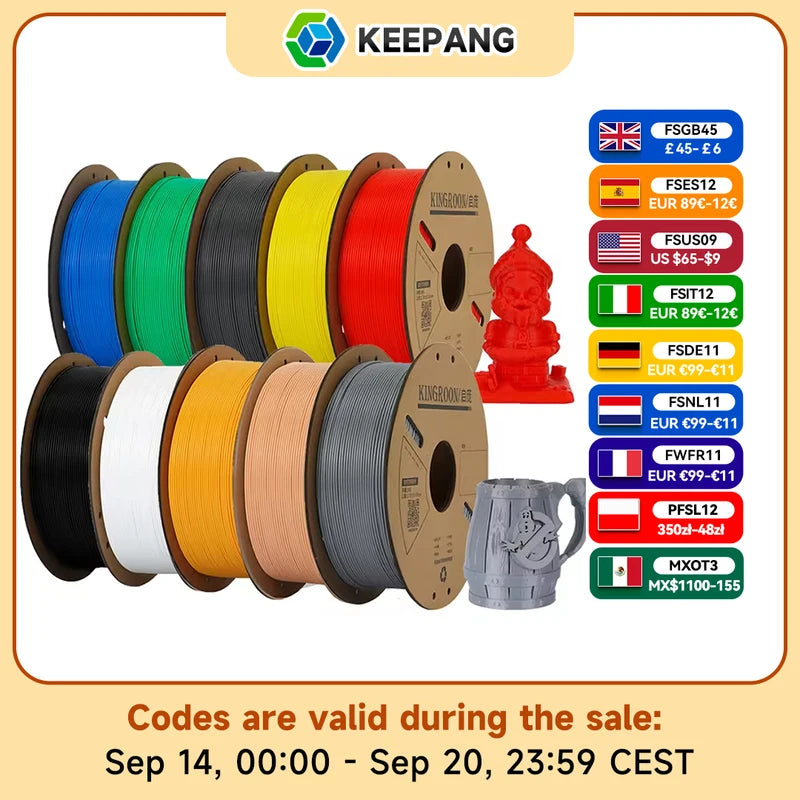 PLA 3D Printer Filament 1.75mm - Multi-Color, 5/10 Rolls, No Bubble