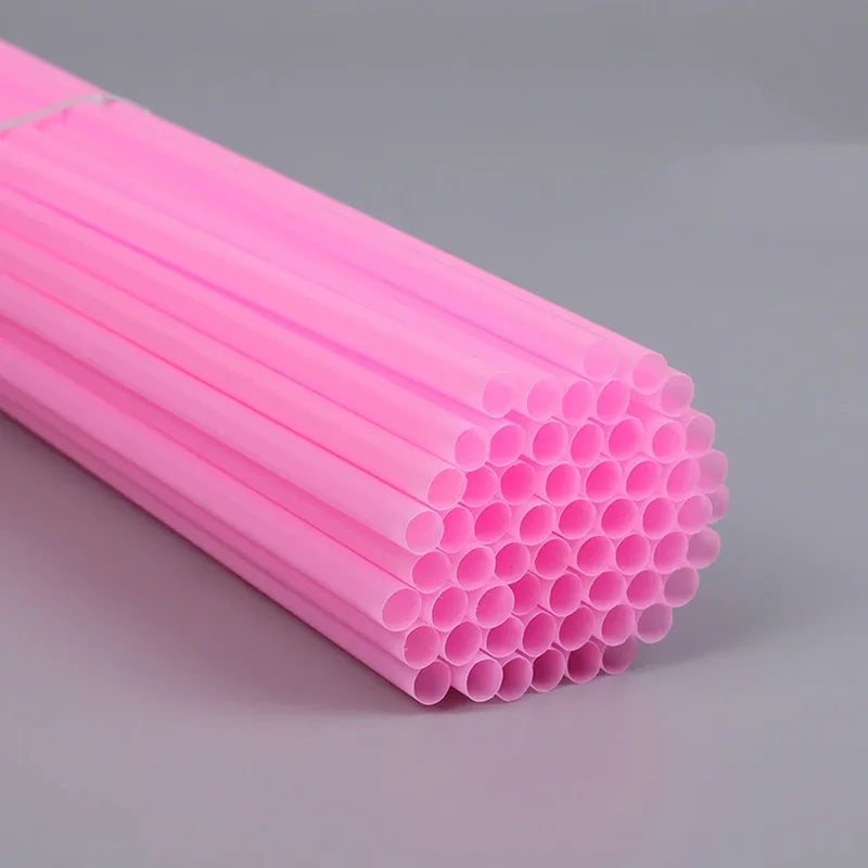 100 Pcs Colorful Reusable Plastic Drinking Straws for Parties & Events