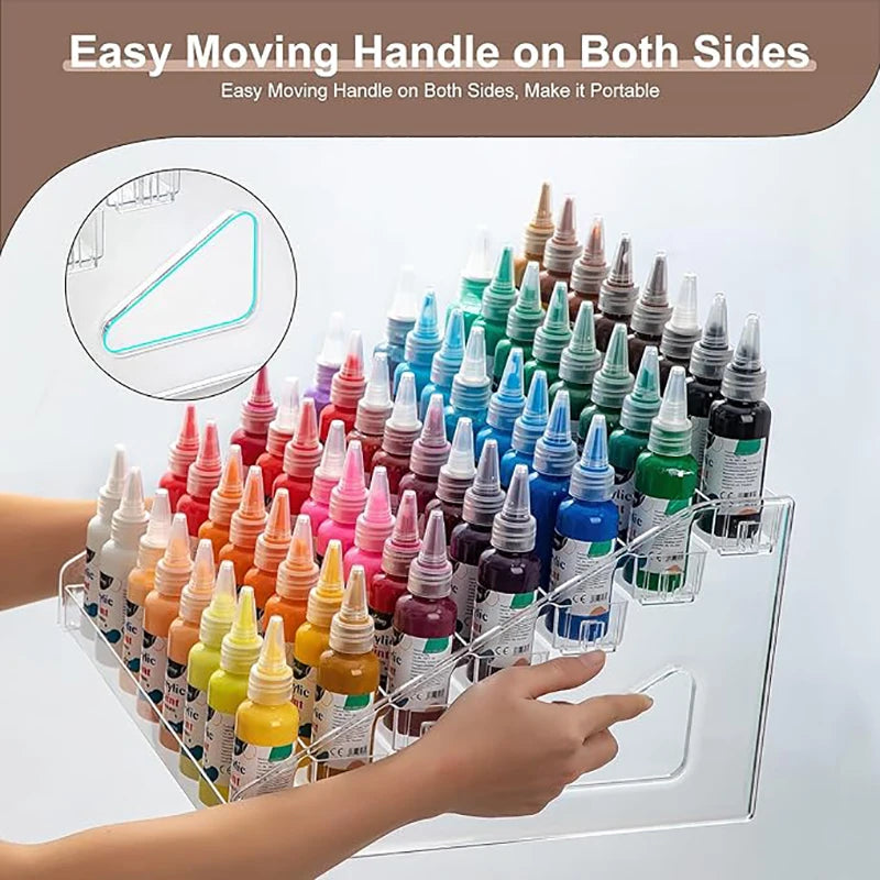 Mini Paint Storage Box with 7 Layers - Transparent Craft Organizer