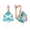 Green Natural Zircon Dangle Earrings for Women Rose Gold Wedding Jewelry