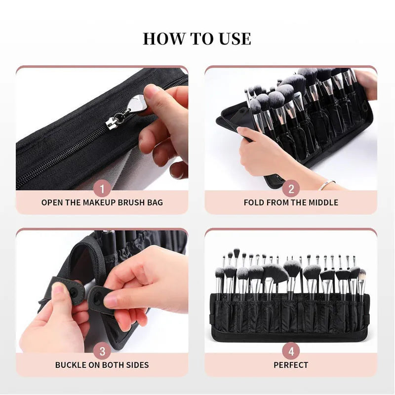 Multifunctional Makeup Brush Storage Bag Waterproof Cosmetic Organizer Travel Case