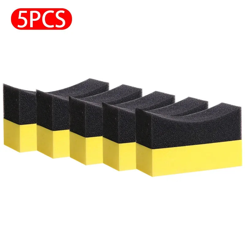 Auto Cleaning Sponge Brush Set for Car Wheels and Tires - Water Wipe & Wax Polishing Tools