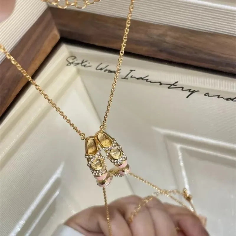 Elegant Ballet Shoe Necklace Pendant Jewelry for Women - Exquisite Design Gift