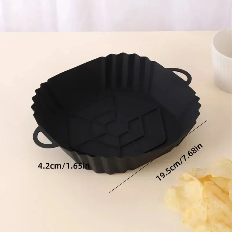 Silicone Air Fryer Basket Reusable Non-Stick Pan for Baking & Cooking