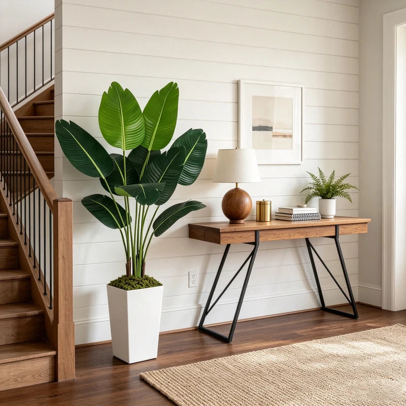 125cm Bird of Paradise Artificial Plant - Faux Tropical Tree with White Planter