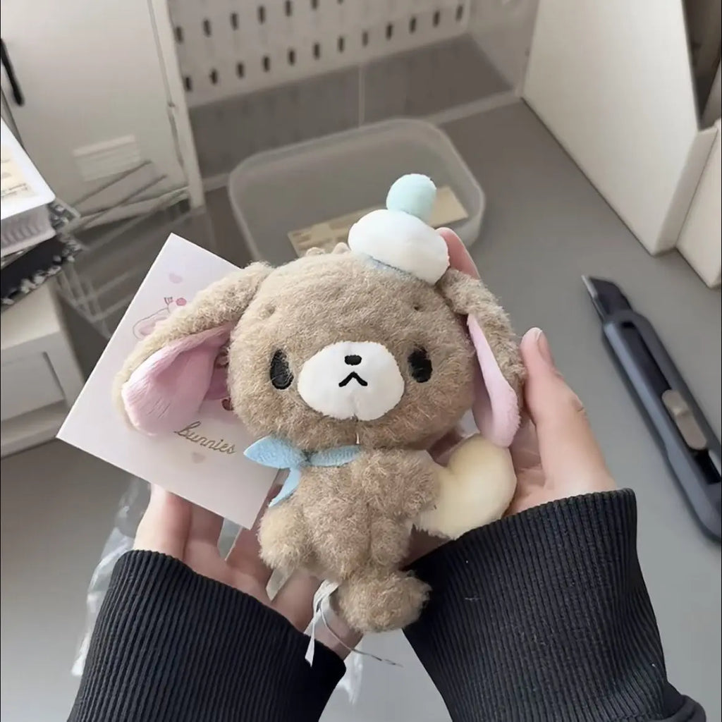 Cute Furry Plush Bunny Keychain - Cartoon Heart Bag Charm, Portable Toy