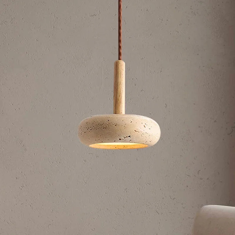 Wabi Sabi Circular Yellow Stone Pendant Lamp for Commercial & Home Decor