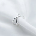 Geometric Sterling Silver Women's Open Ring - Irregular Cross Design Gift