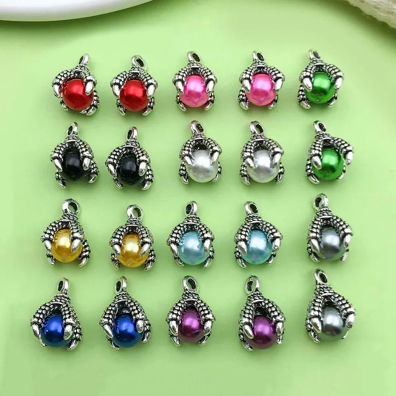 Colorful Alloy Dragon Claw Charm Pendants for Jewelry Making - 20pcs