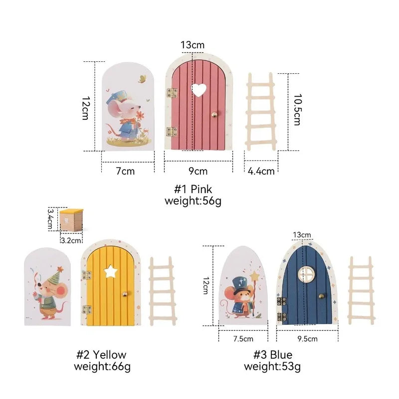 Wood Fairy Elf Door Mini Home Decor Wall Ornament for Dollhouses & Gifts
