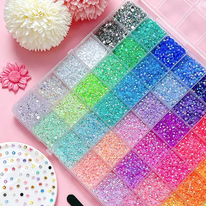 Mini Flatback Rhinestones Bedazzling Kit for Nails - 60 Colors, 3mm