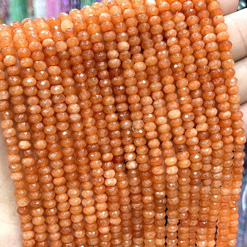 Natural Stone Faceted Beads for Jewelry Making - Aquamarine Tourmaline Amazonite Chalcedony Rondelle Spacer Beads 3x4mm