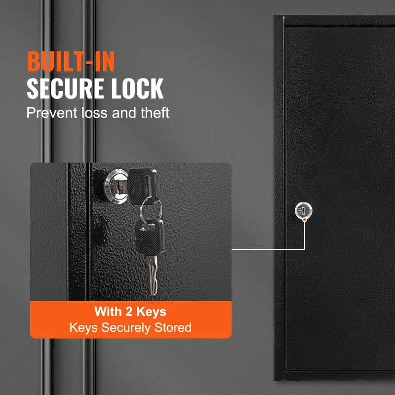 Large 48/100/200-Key Steel Locking Cabinet with Adjustable Racks Security Organizer