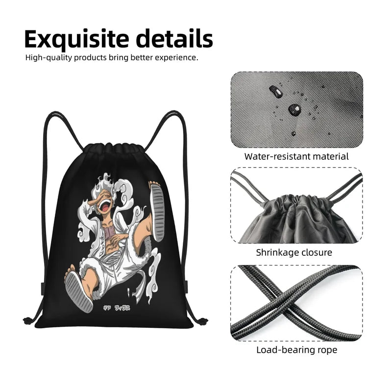 Anime One Piece Drawstring Backpack Waterproof Sports Bag Unisex Storage Bag for Kids and Adults