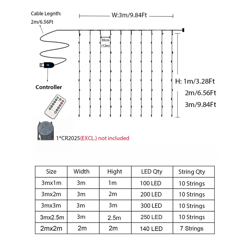 Outdoor LED Fairy String Lights for Christmas Garden Wedding Party USB Decor