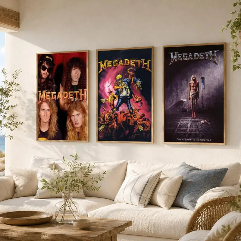 Music Band Canvas Wall Art Decor - Megadeth Calligraphy Poster for Home & Office
