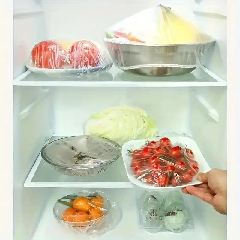 Reusable Food Storage Covers 100-Pack Stretchable Plastic Bowl & Plate Seals