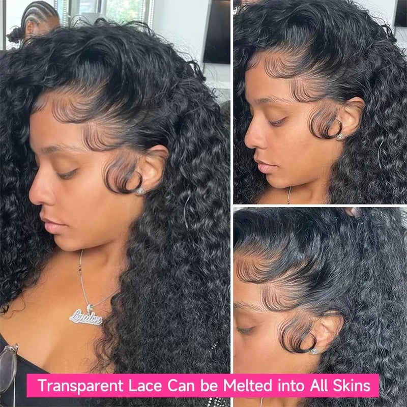Long Human Hair Wigs with HD Lace Front & Deep Wave Options - 250% Density