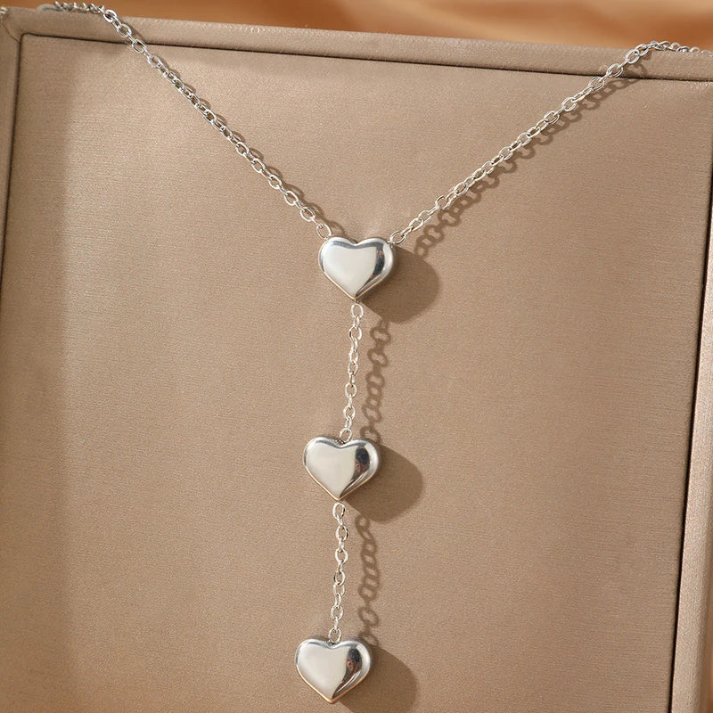 Small Peach Heart Pendant Necklace for Women - Valentine's Day Gift Jewelry