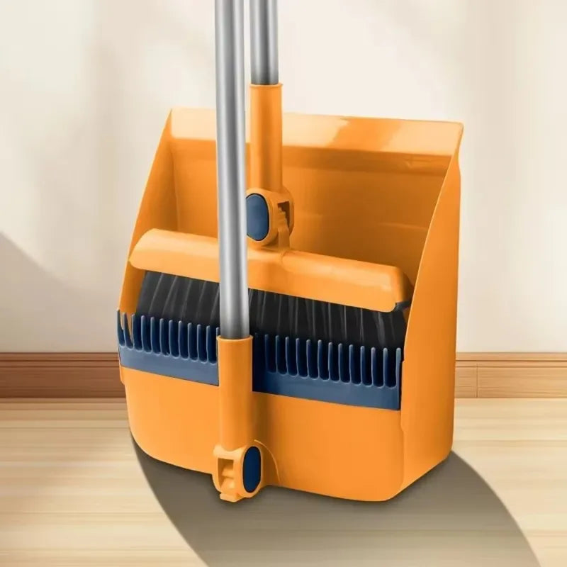 3-in-1 Magnetic Broom Dustpan Set with Rotatable Folding Design for Home Cleaning