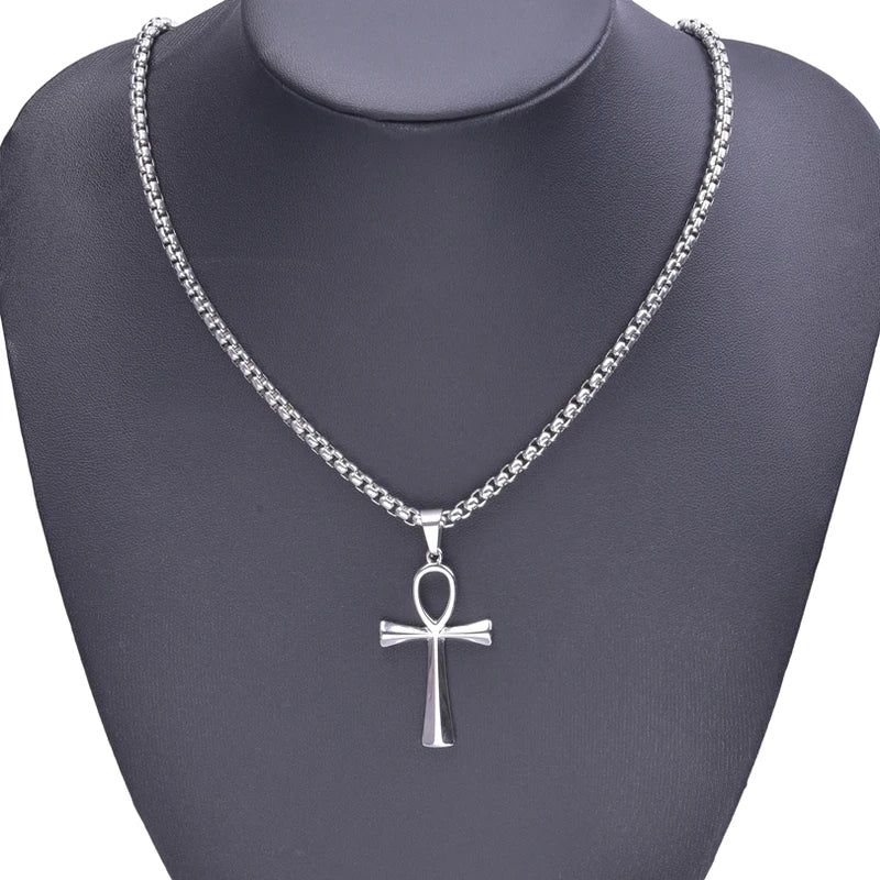 Stainless Steel Jewelry Chain Necklace with Cross Pendant for Women Men