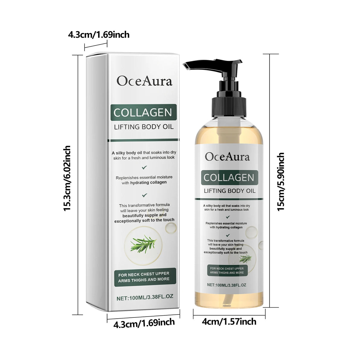 Collagen Body Oil for Skin Hydration and Firming - Moisturizing Massage Oil for Dry Skin