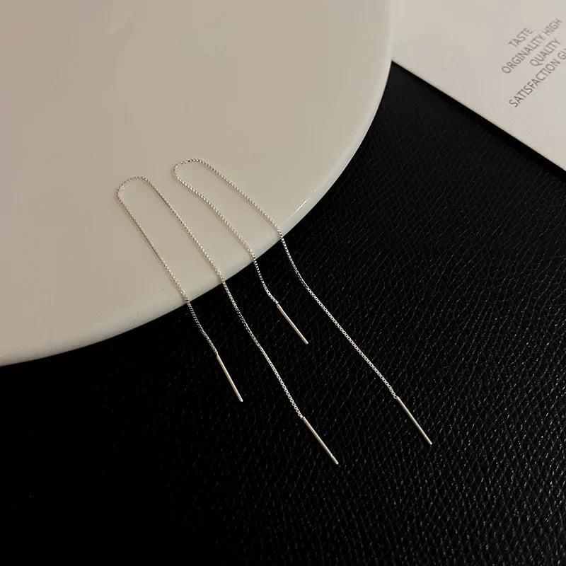 Minimalist Long Tassel Drop Earrings for Women - Korean Fashion Jewelry