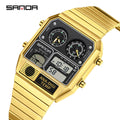 Men's LED Digital Chronograph Square Sports Watch with Thermometer & Stopwatch