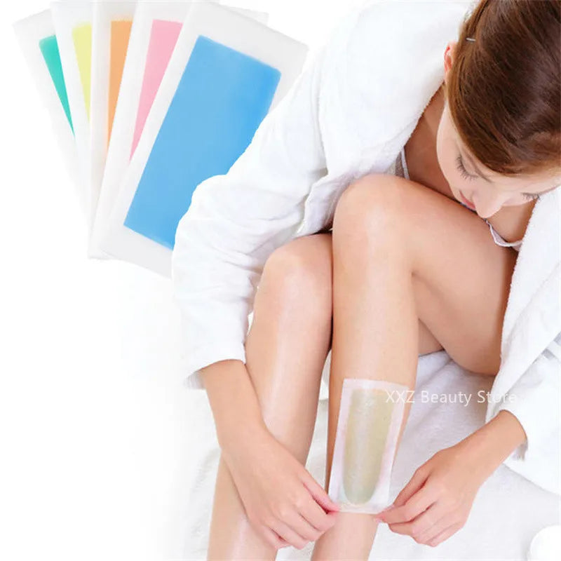 Professional Hair Removal Wax Strips - Double Sided Depilation Paper for Body Face Bikini Legs - 10/50 Sheets