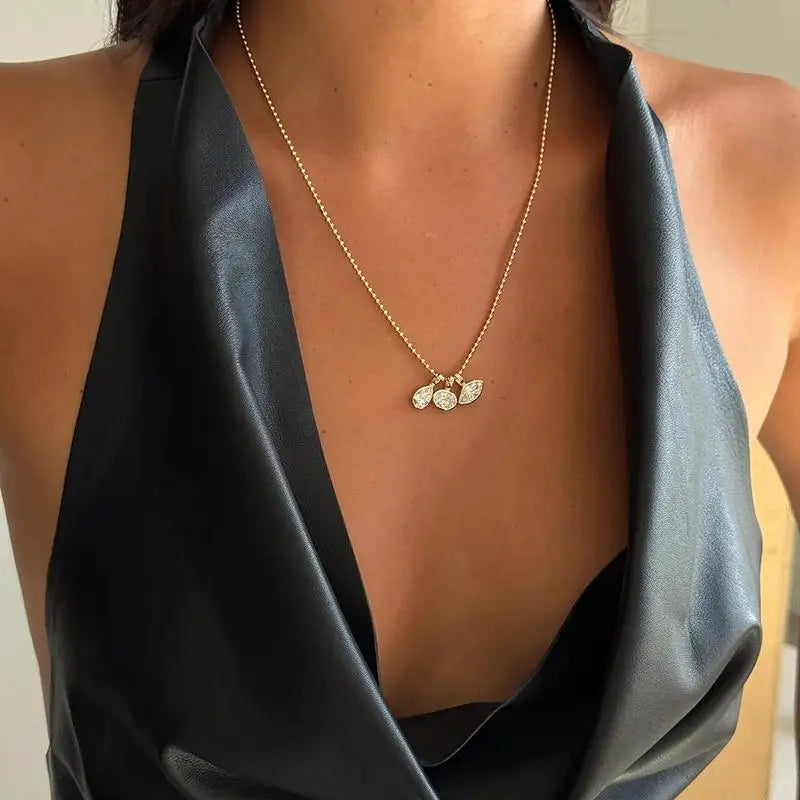 Women's Geometric Zircon Pendant Necklace Gold & Silver Chain Jewelry