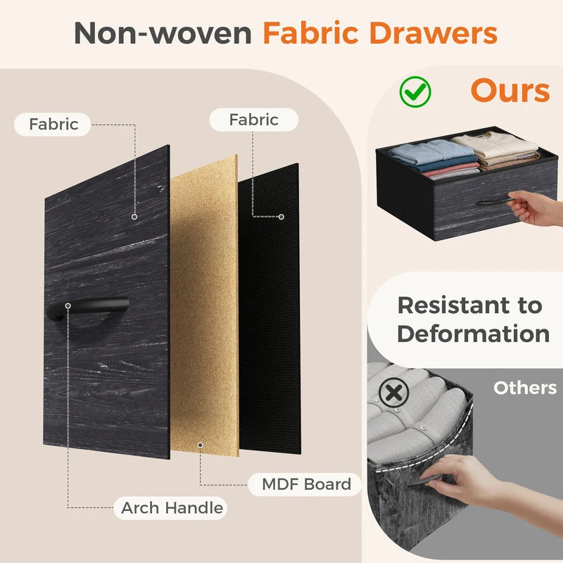 4-Drawers Fabric Storage Cabinet with Steel Frame for Living Room and Closet