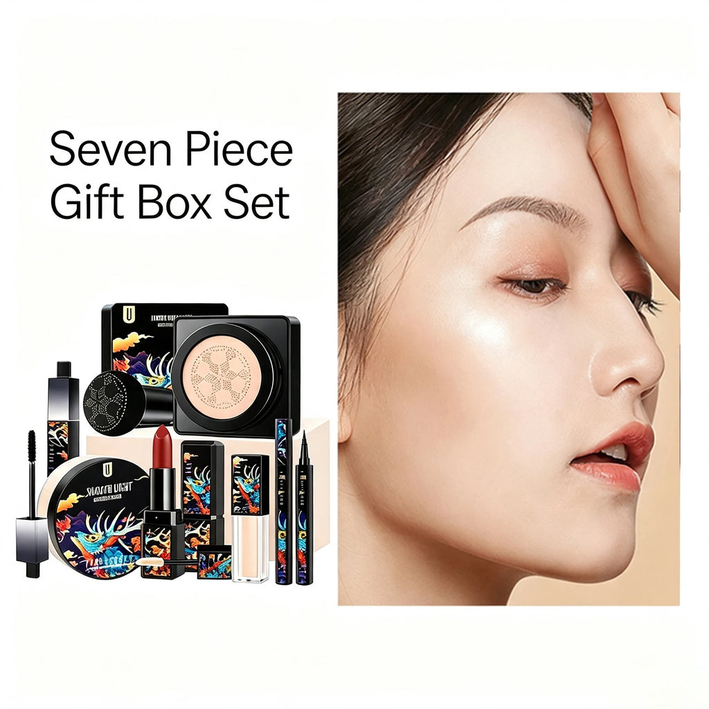 7-Piece Makeup Gift Set for Women - Full Face Cosmetic Kit with Foundation Mascara Lipstick & Eyeliner