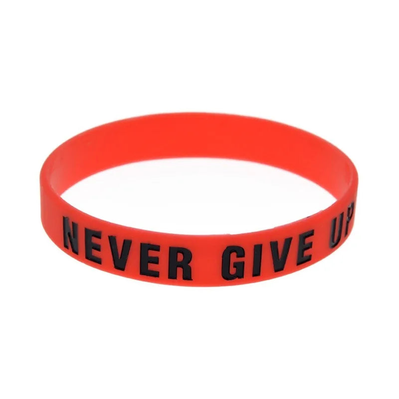 Motivational Silicone Wristband Never Give Up Inspirational Sports Band