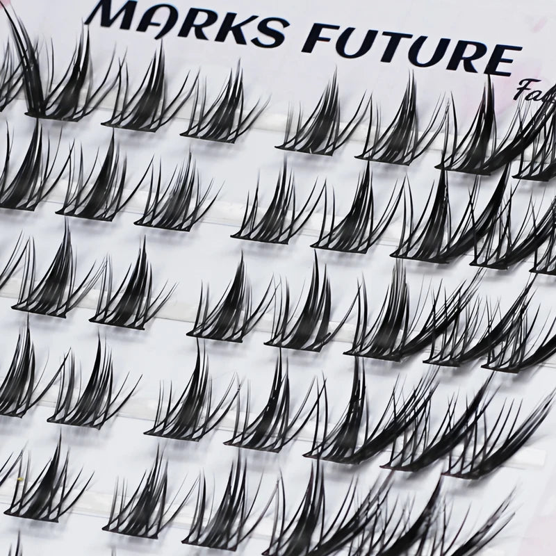 10 Rows 100 Clusters Fox-Style False Eyelashes - Natural & Thick for Beginners
