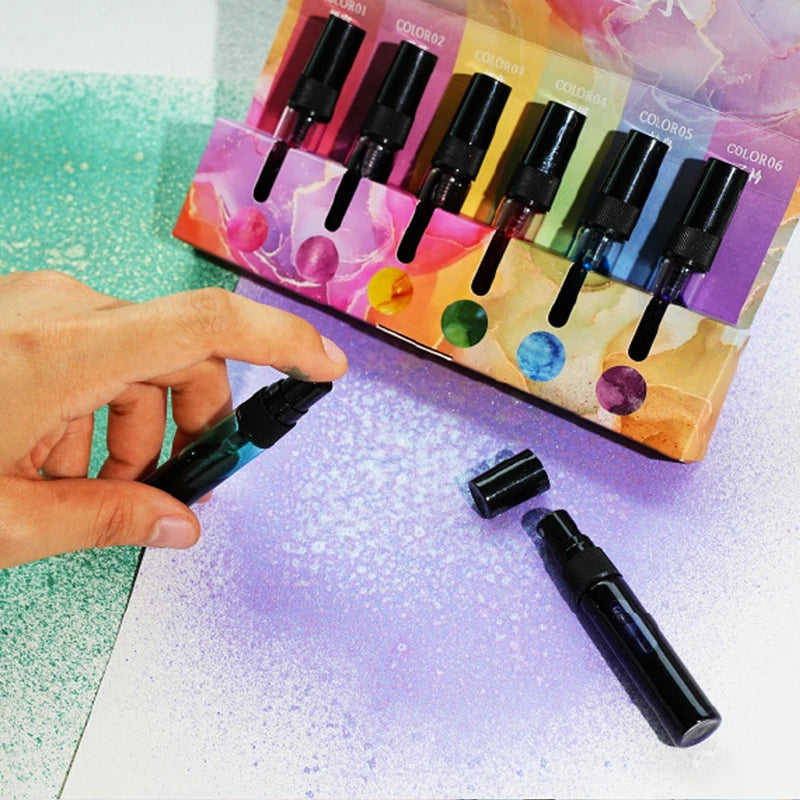 6Pcs Bright Gold Spray Ink Set for Graffiti & Art Projects Non-Fading Stackable Colors