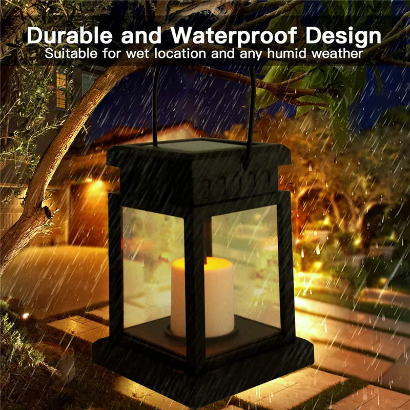 Outdoor Solar Lantern with Candle Effect - Waterproof Garden Path Lights