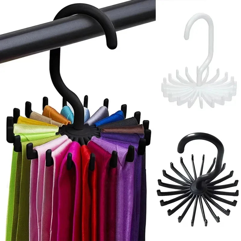 360 Degree Rotatable Tie Rack & Scarf Organizer with Belt Holder – Closet Storage