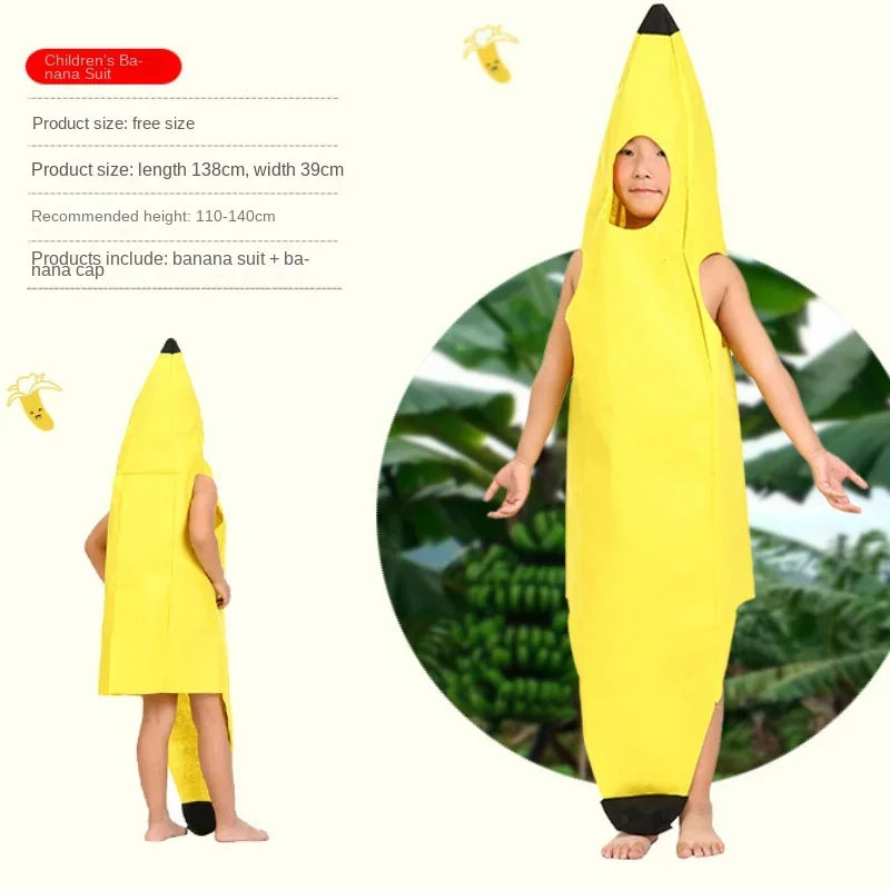 Kids Halloween Banana Costume Fruit Outfit for Role Play & Performance
