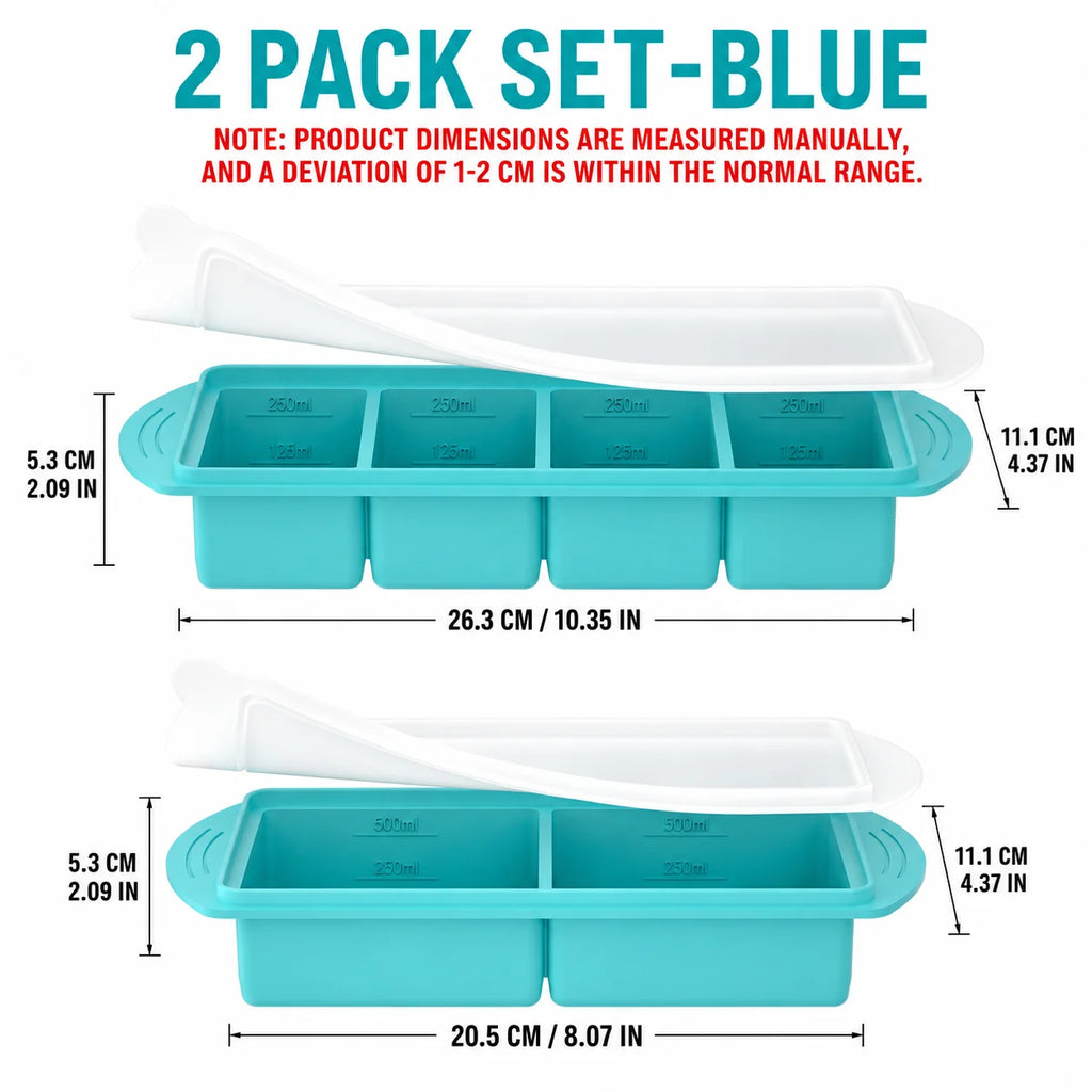 Large Silicone Food Freezing Tray with Lid - Meal Prep & Portion Control