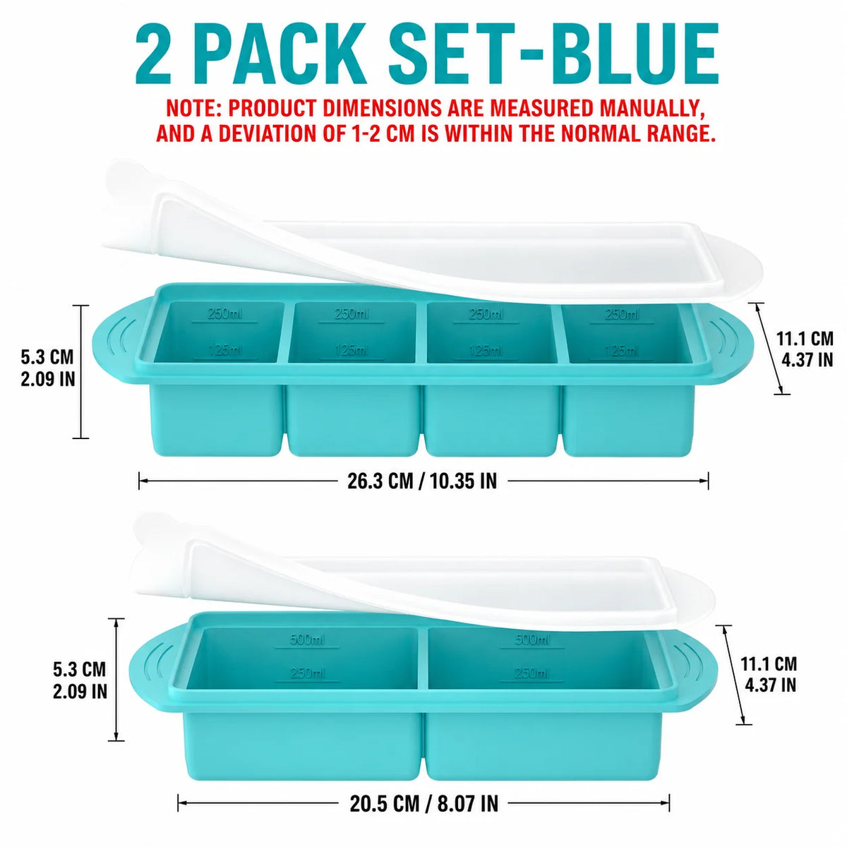 Large Silicone Food Freezing Tray with Lid - Meal Prep & Portion Control