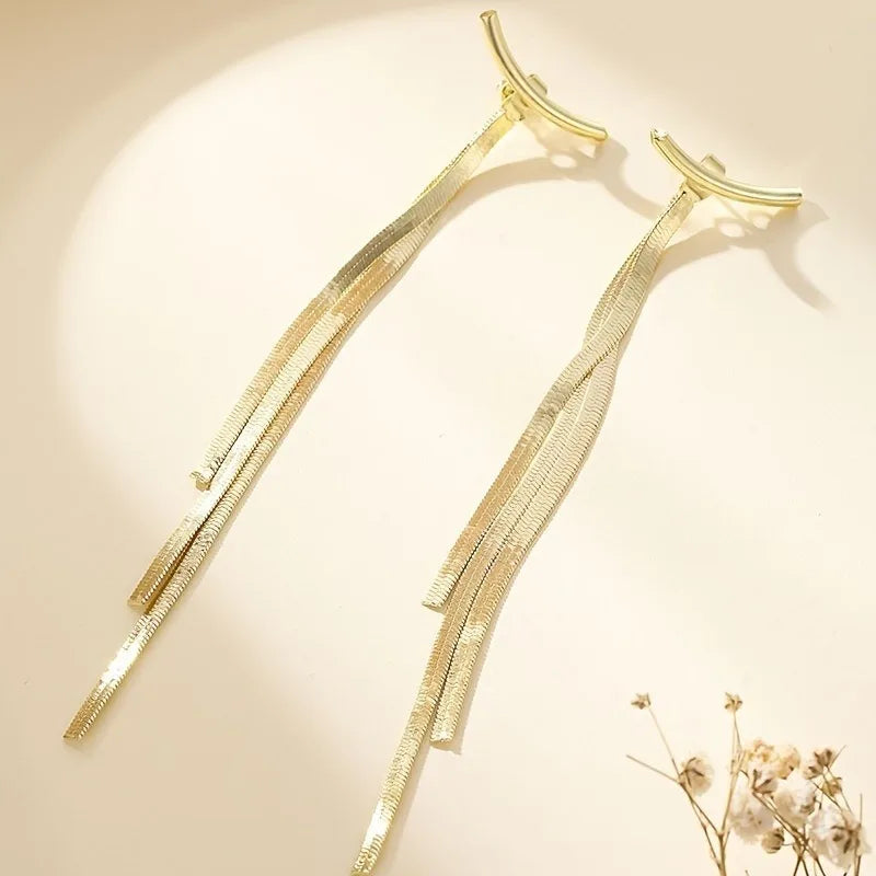 Long Snake Chain Earrings for Women Geometric Minimalist Fashion Jewelry
