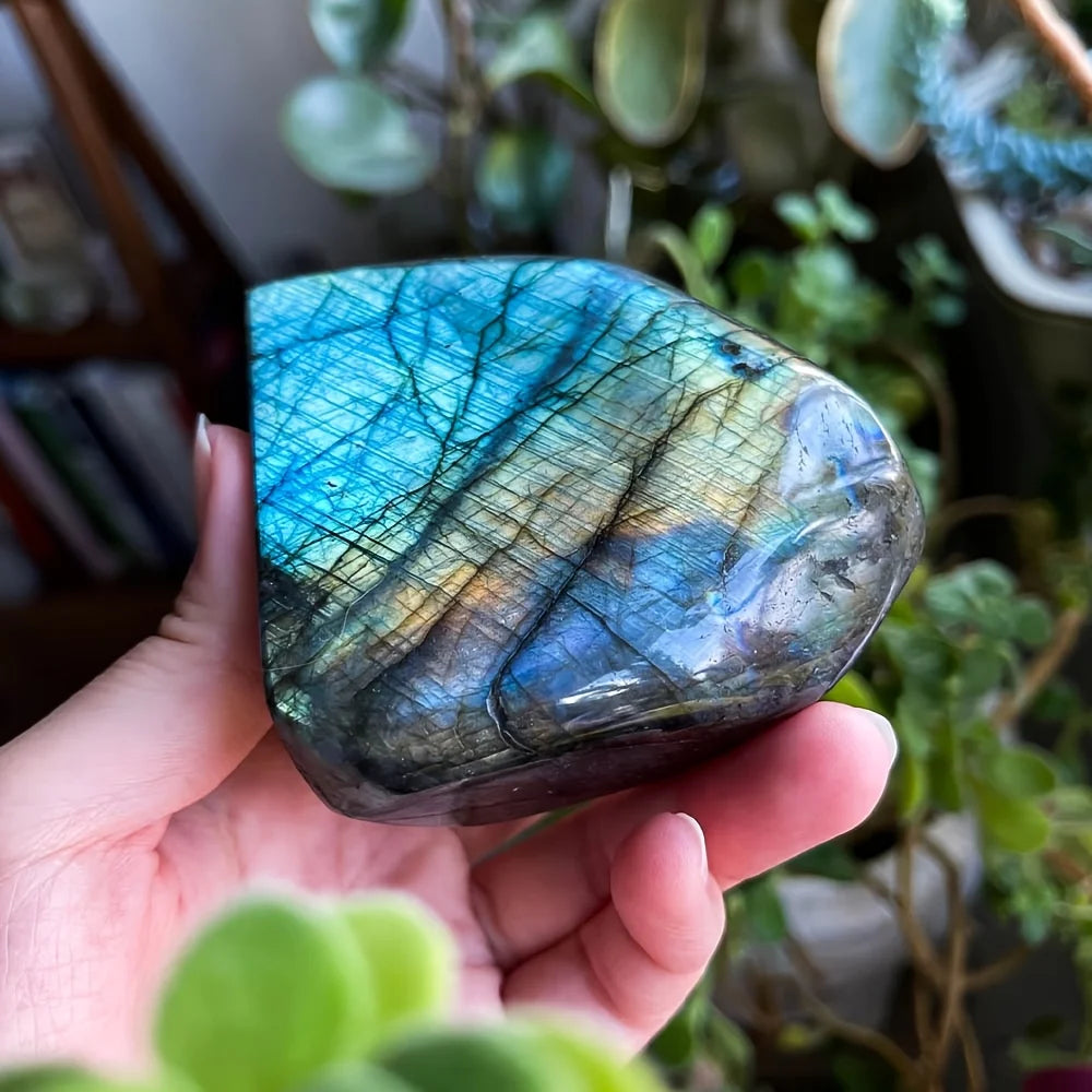Bohemian Rainbow Labradorite Crystal Sculpture - Iridescent Gemstone Art