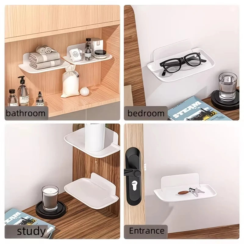 Foldable Wall-Mounted Shelf Organizer Space Saver with Phone & Router Tray