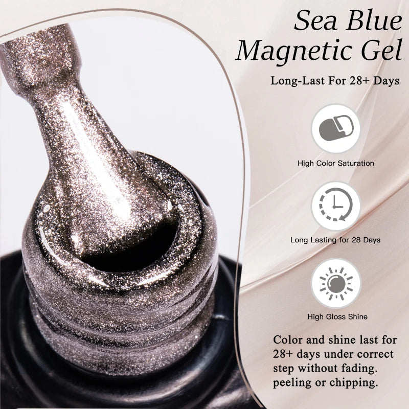7ml Magnetic Gel Nail Polish with Holographic Glitter for Nail Art - Pink Nude