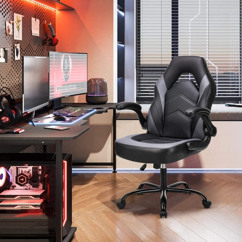 Ergonomic Office Gaming Desk Chair with Adjustable Height & Flip-Up Armrest