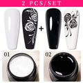 No Wipe Nail Painting Gel Set - White & Black UV LED Long Lasting 5g